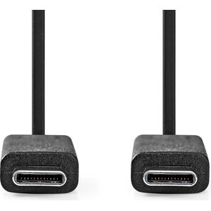 Nedis USB-Kabel - USB 3.2 Gen 2 - USB-C Male - USB-C Male - 240 W - 8K@30Hz - 20 Gbps - Vernikkeld - 1.00 m - Rond - PVC - Zwart - Label