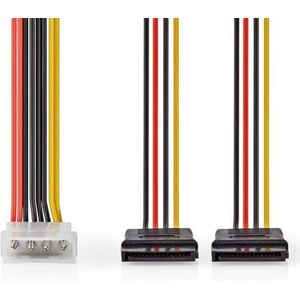 Nedis Interne stroomkabel - Molex stekker - 2X SATA 15-pins vrouwelijk - verguld - 0,15 m - rond - PVC - multicolor - box