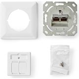 Wandcontactdoos - Inbouw - 2 Poorten - CAT6 - Wit - PVC