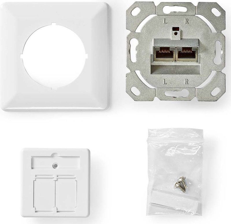Wandcontactdoos - Inbouw - 2 Poorten - CAT6 - Wit - PVC
