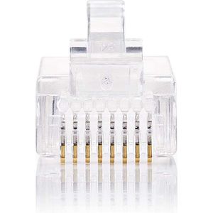 Nedis RJ45-Connector | Male | Stranded UTP CAT5 | Recht | Verguld | 10 Stuks | PVC | Transparant | Doos - CCGB89301TP