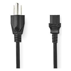 Stroomkabel USA Male IEC-320-C13 Recht Recht Vernikkeld 2.00 m - Nedis