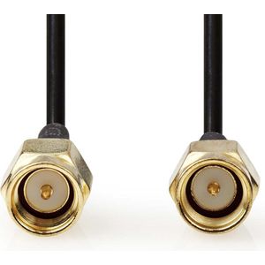 Nedis Antennekabel | SMA Male | SMA Male | Verguld | 50 Ohm | Enkelvoudig Afgeschermd | 2.00 m | Rond | PVC | Zwart | Label - CSGL02000BK20