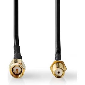 Nedis Antennekabel | SMA Male | SMA Female | Verguld | 50 Ohm | Enkelvoudig Afgeschermd | 2.00 m | Rond | PVC | Zwart | Label - CSGL02010BK20