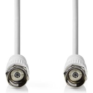 Nedis Satellietkabel en antenne - F-stekker - F-stekker - vernikkeld - 75 ohm - dubbel afgeschermd - 10 m - rond - pvc - wit - etiket