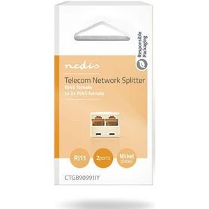 Nedis Telecom-Netwerksplitter | RJ45 Female | 2x RJ45 Female | Vernikkeld | Ivoor | PVC | Doos - CTGB90991IY