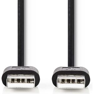 Nedis USB-Kabel - USB 2.0 - USB-A Male - USB-A Male - 480 Mbps - Vernikkeld - 2.00 m - Rond - PVC - Zwart - Label