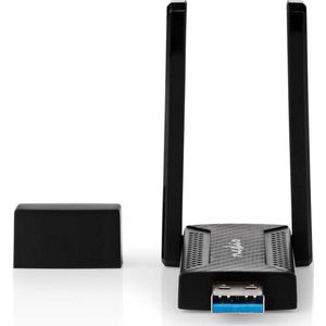 Nedis Netwerkdongle Wi-Fi AC1200 2,4/5 GHz (Dual Band) USB3.0 Wi-Fi-snelheid totaal: 1200 Mb (USB, USB A), Netwerkadapter, Zwart