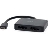 Nedis USB-C Adapter - USB 3.2 Gen 1 - USB-C Male - 2x Displayport Female - 4K@60Hz - 0.20 m - Rond - Vernikkeld - PVC - Zwart - Doos