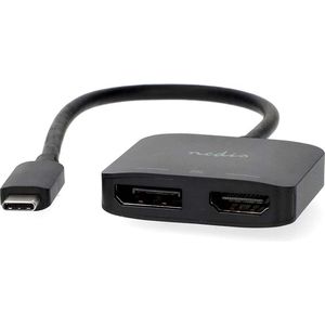 Nedis USB-C Adapter - USB 3.2 Gen 1 - USB-C Male - DisplayPort Female / HDMI Output - 8K@30Hz - 0.20 m - Rond - Vernikkeld - Zwart - Doos - 5412810443376