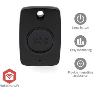 Nedis - Zigbee 3.0 Paniekknop - Zwart - Draagbaar - Directe Hulp