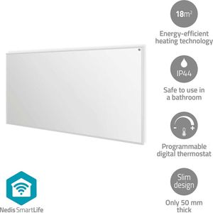 Nedis SmartLife Infrarood verwarmingspaneel - 700 W - 1 Warmte Stand - Instelbare thermostaat - Afstandsbediening - IP44 - Wit