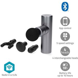 Nedis - BTHMSG10GY - Sportmassagepistool - Donkergrijs - Materiaal: Ultra Light