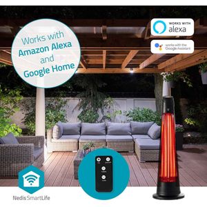 Nedis SmartLife Patio Verwarmer - Wi-Fi - 1200 W - 2 Warmte Standen - Zwenkfunctie - Omvalpreventie - IP24 - Zwart