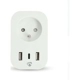 Nedis - SmartLife - Slimme Stekker - Wit - USB-C en USB-Aansluitingen