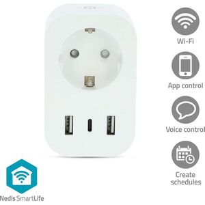 Nedis - SmartLife Slimme Stekker - Wi-Fi - Energiemeter - 3680 W - Type F