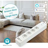 Nedis - SmartLife Stekkerdoos - Wi-Fi - 4-weg - USB-A / USB-C - 16 A - 3680 W - 2.00 m