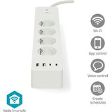 Nedis - SmartLife Stekkerdoos - Wi-Fi - 4-weg - USB-A / USB-C - 16 A - 3680 W - 2.00 m