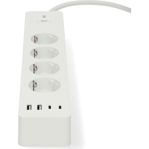 Nedis - SmartLife Stekkerdoos - Wi-Fi - 4-weg - USB-A / USB-C - 16 A - 3680 W - 2.00 m