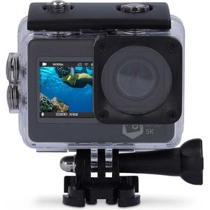 Nedis Action Cam | Dubbel scherm | 5K@30fps | 16 MPixel | Waterbestendig tot: 30.0 m | 80 min | Wi-Fi | App beschikbaar voor: Android™ / IOS | Mounts inbegrepen | Zwart - ACAM71BK