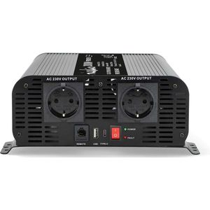 Nedis - Stroomomvormer - 12V naar 230V + USB - 2000W - Zuivere Sinus