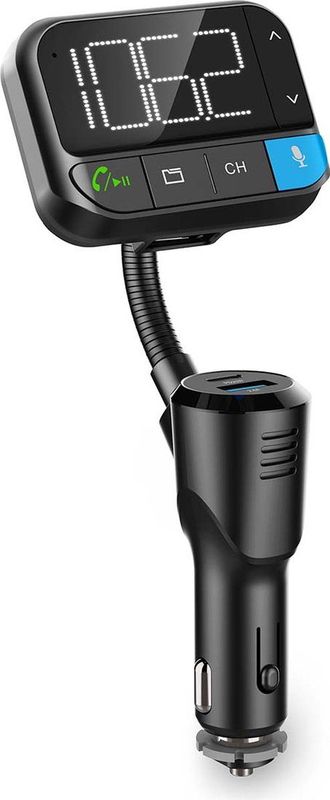 Nedis - Carkit - Zwart - FM-radio Transmitter - USB-A en USB-C PD Oplaadpoort