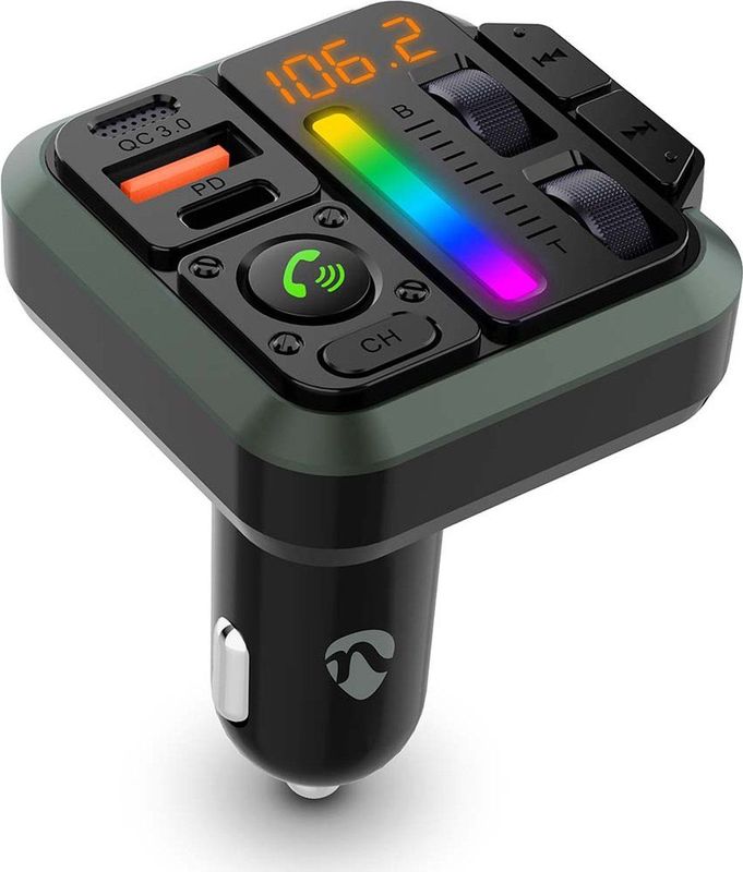 NEDIS CATR2024BK FM-Audiotransmitter - Zwart - Bluetooth 5.3 - Dubbele USB-oplaadpoorten