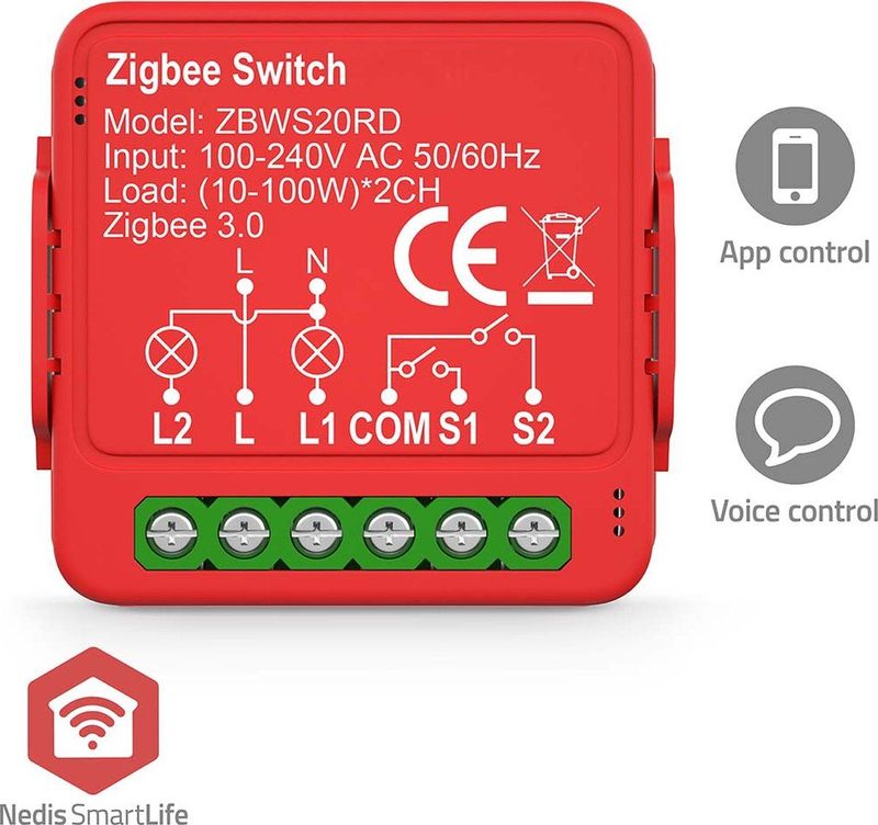 Nedis SmartLife Modules - Zigbee 3.0 - 2x100 W - Kroonsteen - App beschikbaar voor: Android / IOS