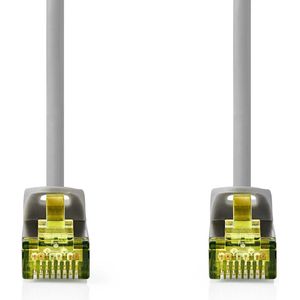 Nedis Câble réseau catégorie 8.1 - S/FTP - Connecteur RJ45 - Connecteur RJ45-0,25 m - Rond - LSZH - Gris - Label