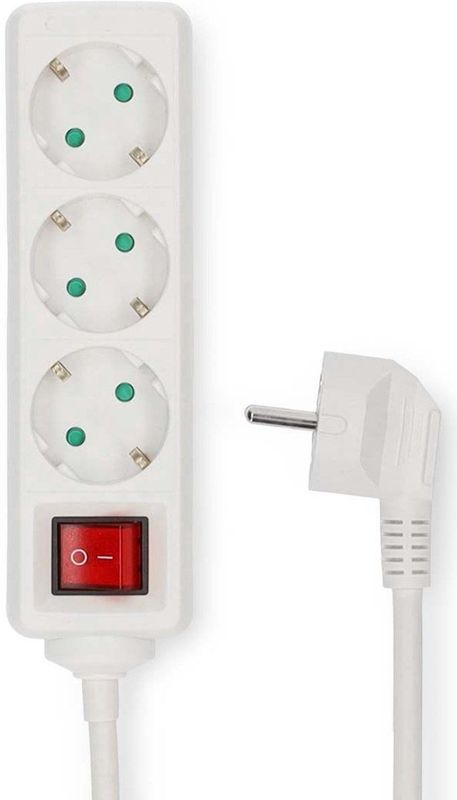 Nedis - 3-voudige Stekkerdoos - Wit - 5 Meter Kabel - 3680 Watt