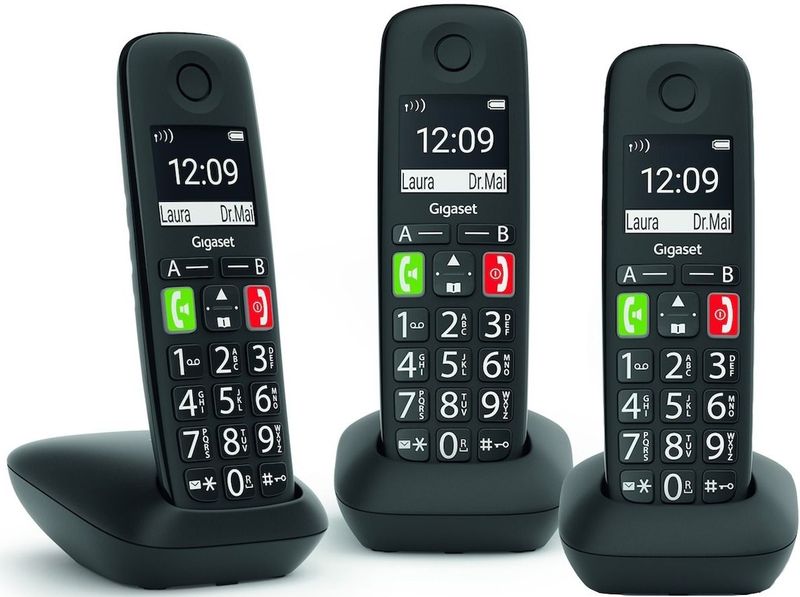 Gigaset E290E - Trio Senioren DECT telefoon - Zwart