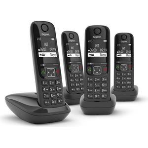 GIGASET AS690R Quattro - Draadloze DECT Telefoon - Zwart - Met Handsfree Functie