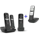 Gigaset AS690A Trio - DECT Telefoon - 4 Handsets - Verlichte Toetsen - Zwart/Zilver