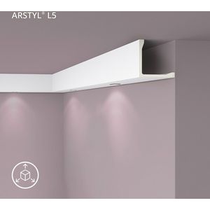 Afdeklijst NMC L5 ARSTYL Noel Marquet Sierlijst Plafondlijst Lijstwerk directe verlichting modern design wit 2 m