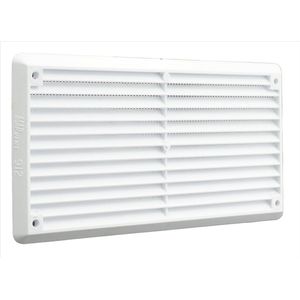 Air Control schoepenrooster opbouw met vliegengaas 165x86mm, kunststof wit (310M / 02)