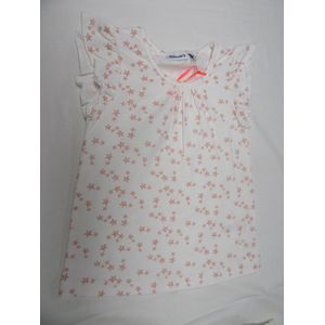 noukie's , meisje , t-shirt met kapmouw , wit met rose sterren , 2 jaar 92