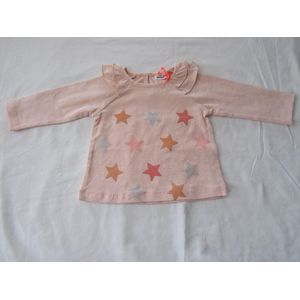 noukie's , meisje, t-shirt lange mouw , rose sterren, 12 maand 80