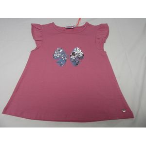 noukie's , meisje , t-shirt met kapmouw , rose , vlinder , 116 - 6 jaar