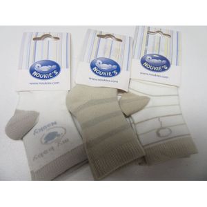 Noukie's - Sokken - 3 pack - Beige , wit - 6-12 maand 19/20