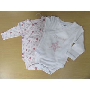 2pack noukie's,  bodyset , wit en rose You are mij ,  3maand 62