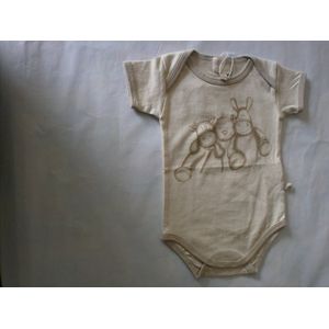 noukie's , 2 pack , bodyset , korte mouw , unie, beige , 3 figuren , 6 maand  68