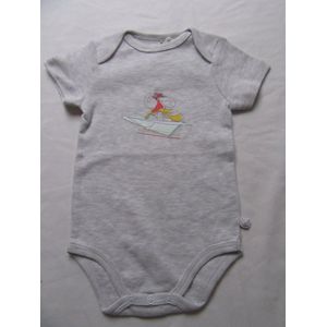 Noukie's - 2 pack - rompertjes - Unie - Grijst - Korte mouw - Olifant - 9 maand 74