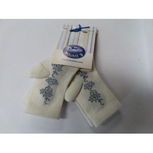 Sokken - 2 Pack - Meisjes - gebroken wit mt blauwe bloem - 3/ 6 maand - 62/ 68