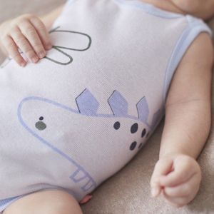 Noukie's - Body - Wit - Zonder mouw - Dino's - 6maand 68