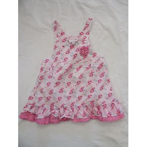 noukie's , meisje, jurk, overgooier , rose , bloem , 2 jaar 92