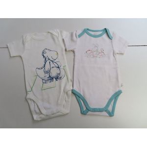 Noukie's - 2 Pack - Rompertjes - Body korte mouw - Unie  - 9 maand 74