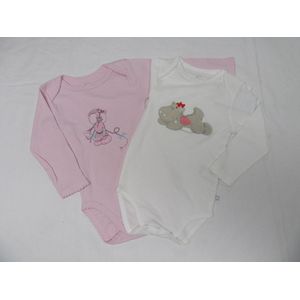 noukie's , 2 pack , body lange mouw, meisje, creme en rose ,  18 maand  86