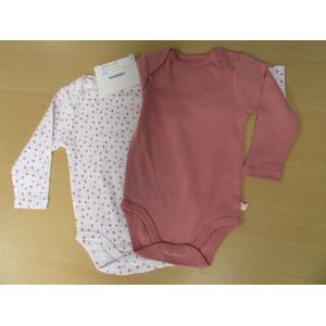 2pack bodyset lange mouw oud rose , wit , 6maand 68