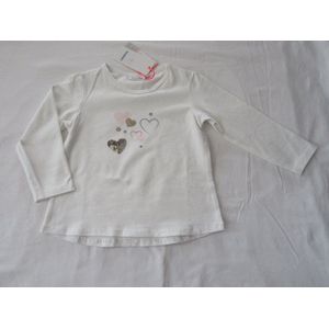 noukie's , meisje, t-shirt, gebroken wit met glitters en hartjes , 2 jaar 92