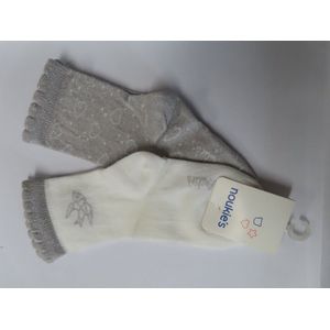 Noukie's - Sokken - 2 Pack - Meisjes - Wit grisjt - Glitter - Maat 28
